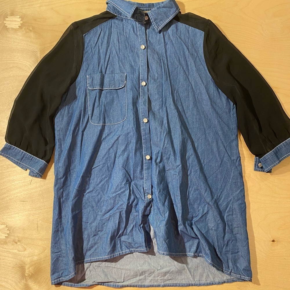 Way Blue and Black Button-Up Shirt 2XL (FJ)